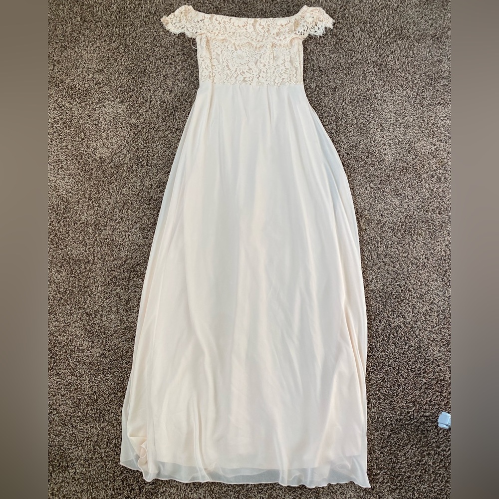 Little Mistress Light Pink Lace Maxi Dress